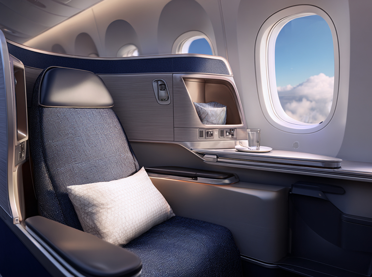 Brown passenger seat inside a plane